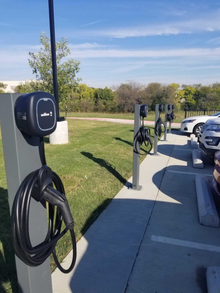 Wallbox charging station in outdoor parking lot