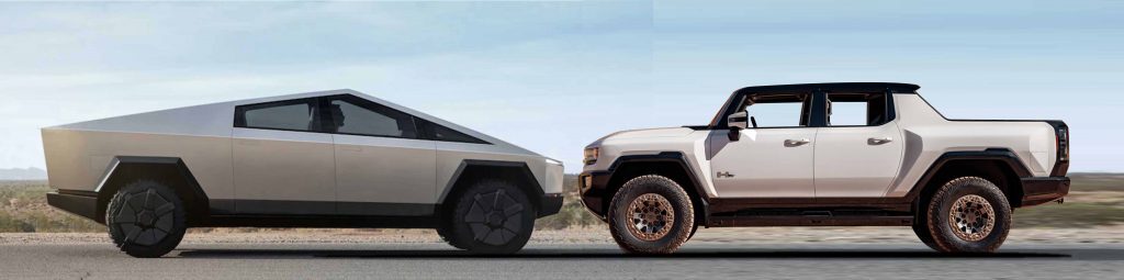 CAR BUYERS WILL SOON BE ABLE TO CHOOSE BETWEEN MULTIPLE HIGH-POWERED ELECTRIC TRUCKS, INCLUDING THE TESLA CYBERTRUCK AND GMC HUMMER EV.