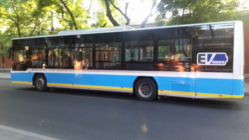 ELECTRIC BUS IN BEIJING, CHINA.
