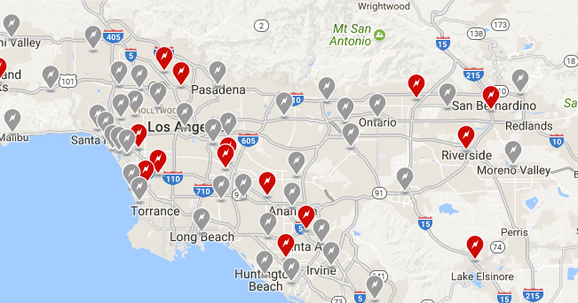 MAP OF TESLA SUPERCHARGERS