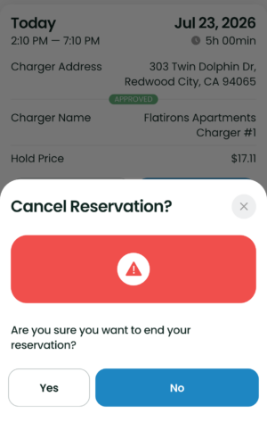 End an EV charging reservation in the EVmatch charging app