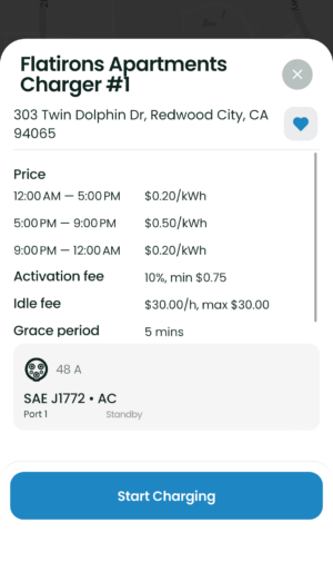 Start charging without reservations in the EVmatch EV charging app