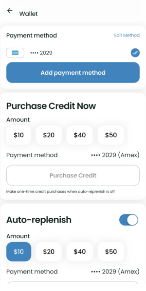 Add payment method and purchase credit in the EVmatch EV charging app
