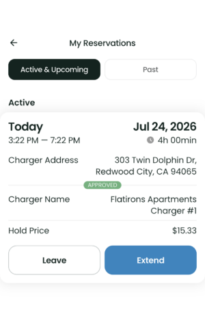 Extend a reservation or end the session in the EVmatch EV charging app
