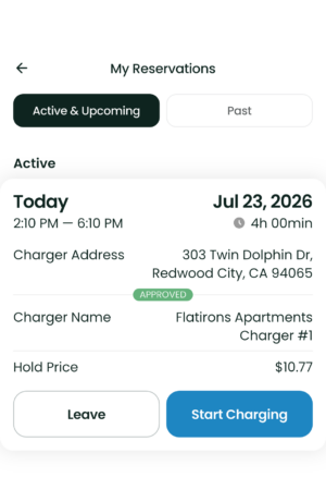 Start EV charging session in the EVmatch EV charging app